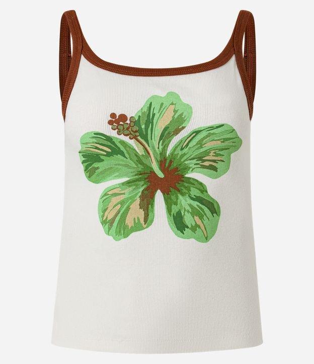 Regata com Viés Contrastante e Estampa Hibisco - 1