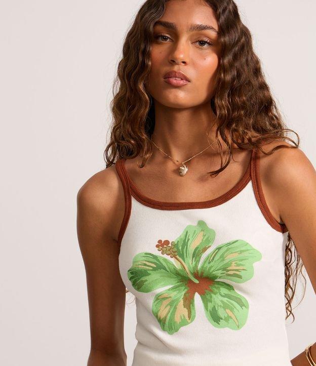 Regata com Viés Contrastante e Estampa Hibisco - 2