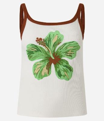 Regata com Viés Contrastante e Estampa Hibisco