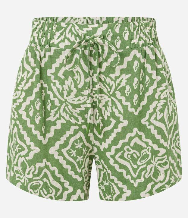 Short Runner com Linho Estampado Geométrico - 1