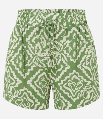 Short Runner com Linho Estampado Geométrico