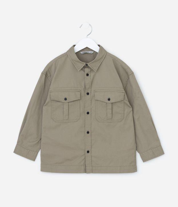 Camisa Infantil em Sarja com Bolsinhos - Tam 5 a 14 Anos - 1