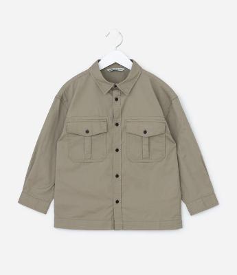 Camisa Infantil em Sarja com Bolsinhos - Tam 5 a 14 Anos