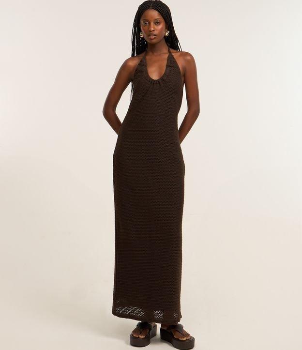 Vestido Longo em Tricô com Decote Frente Única - 1