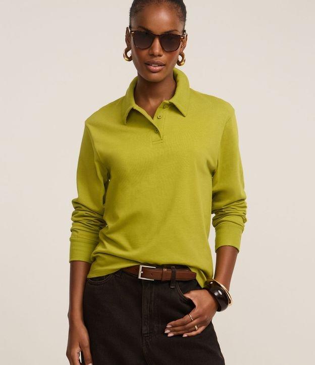 Blusa Texturizada em Algodão com Gola Polo - 1