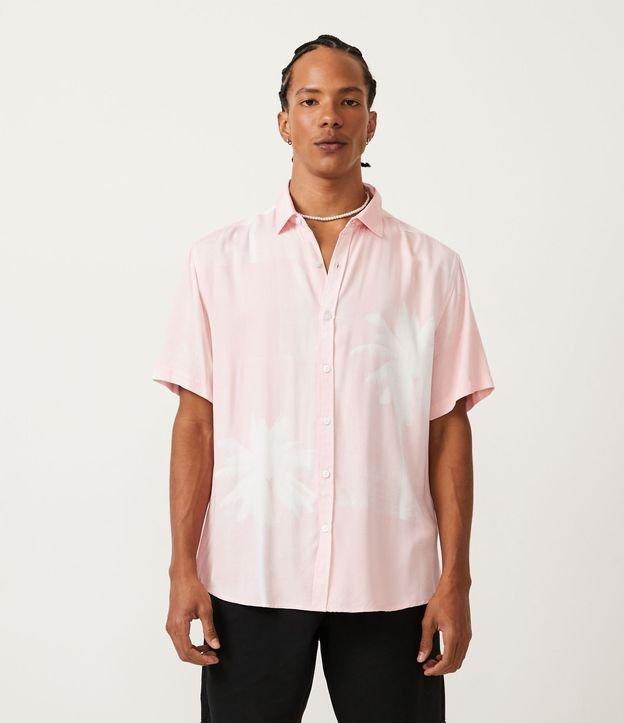 Camisa Manga Curta em Viscose com Estampa Coqueiros - 1