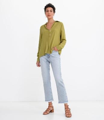 Camisa Manga Longa em Viscose com Botõs Diferenciados