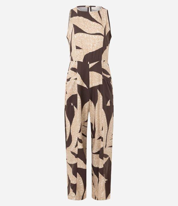 Macacão em Viscose com Alça Larga e Bordado Folhagem - 1