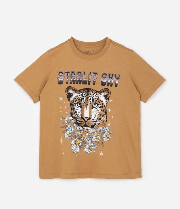 Camiseta Alongada em Algodão com Estampa Onça  Curve & Plus Size - 1