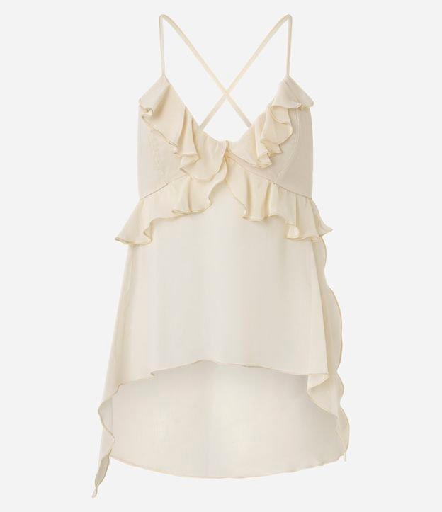 Blusa em Chiffon com Babados e Barra Assimétrica - 1