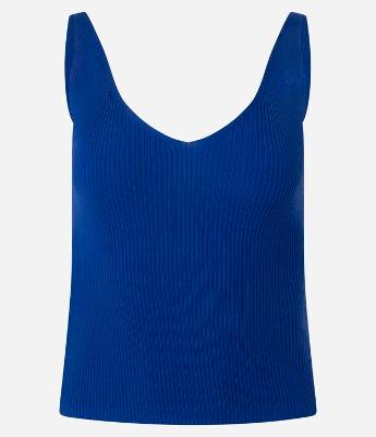 Blusa Canelada em Tricô com Decote V e Costas Decotadas