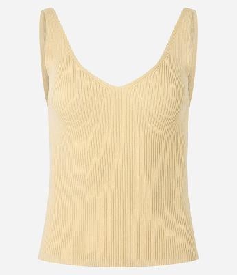 Blusa Canelada em Tricô com Decote V e Costas Decotadas