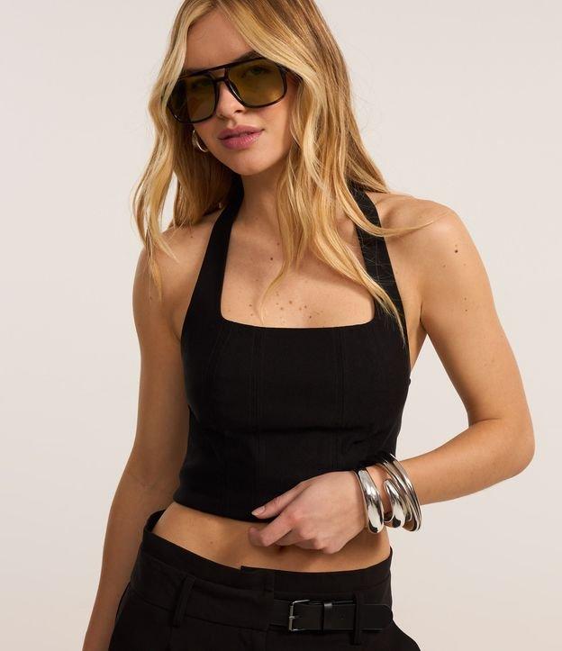 Blusa Cropped em Bengaline Frente Única - 2