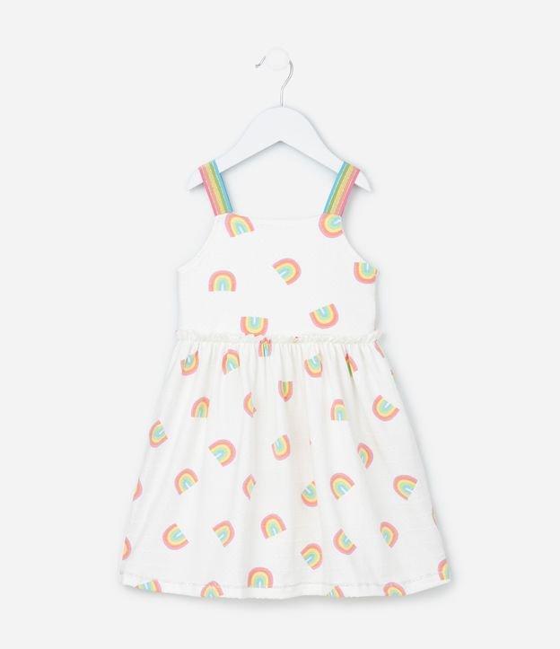 Vestido Alcinha Infantil Estampado de Arco-Íris Texturizado - Tam 1 a 6 Anos - 1