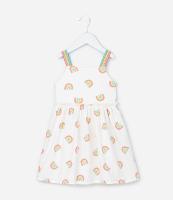 Vestido Alcinha Infantil Estampado de Arco-Íris Texturizado - Tam 1 a 6 Anos - 1