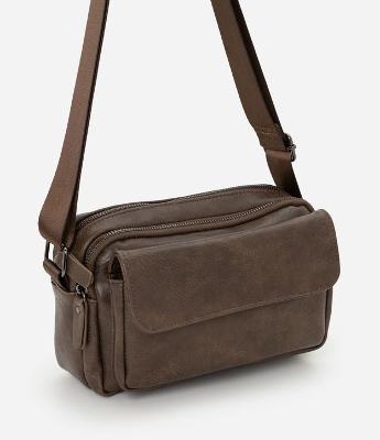 Bolsa Shoulder Bag em PU com Bolso Flap