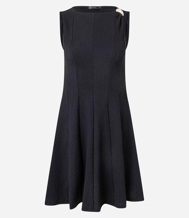 Vestido Godê Curto Texturizado com Detalhe Metalizado - 1