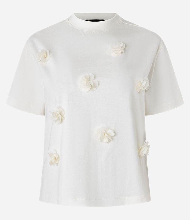 Blusa em Algodão com Flores de Organza Aplicadas - 1