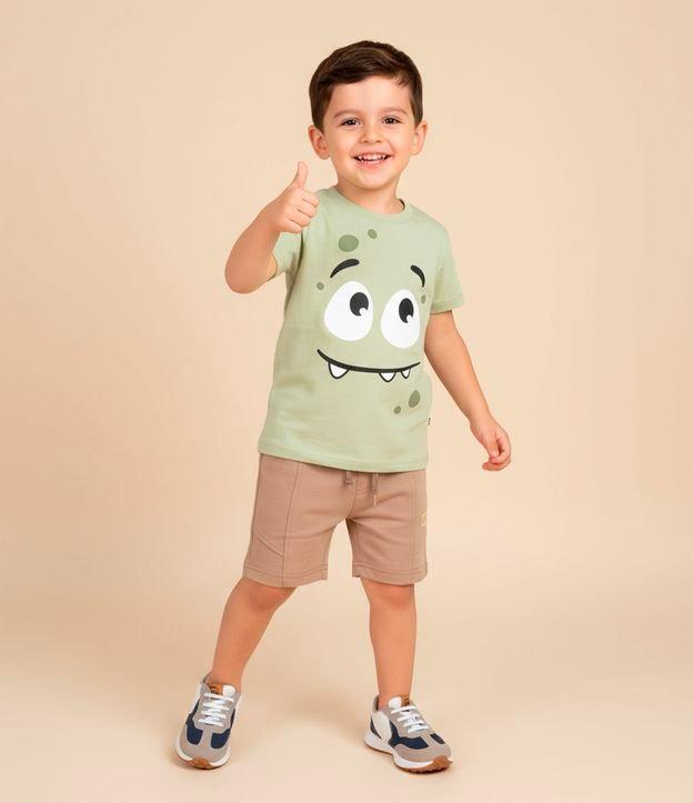 Camiseta Infantil com Estampa Carinha de Monstrinho - Tam 1 a 6 Anos - 2