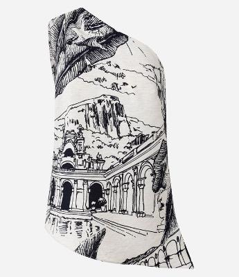 Blusa Ombro Só em Viscolinho com Estampa Parque Lage