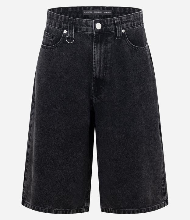 Bermuda Mega Baggy em Jeans com Argola no Cós e Efeito Marmorizado - 2