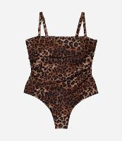 Maiô Reto em Microfibra Animal Print Onça Curve e Plus Size - 1