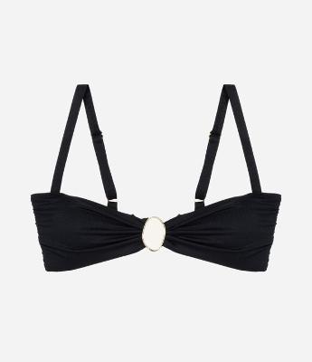 Biquíni Top Bandeau em Microfibra Texturizada com Aviamento Pedraria Curve e Plus Size