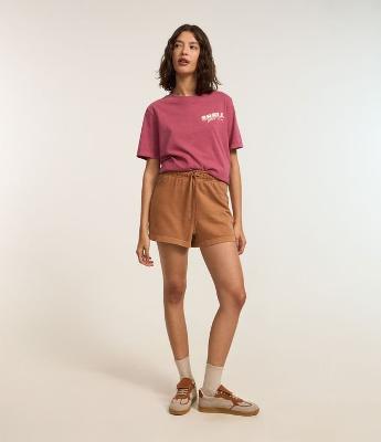Short em Moletom com Amarração e Efeito Estonado