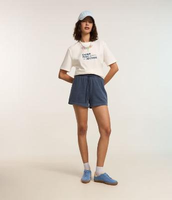 Short em Moletom com Amarração e Efeito Estonado