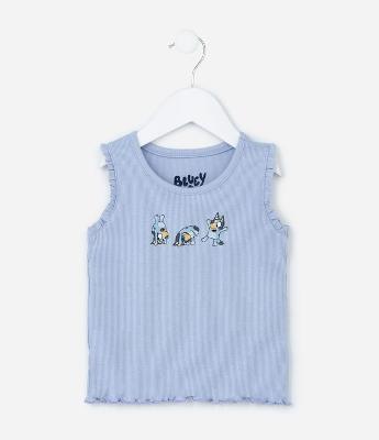 Regata Infantil em Ribana com Estampa Bluey - Tam 1 a 6 Anos
