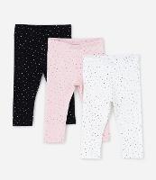 Kit 03 Calças Leggings Infantis com Estampa Poá- Tam RN a 18 Meses - 1
