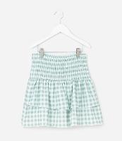 Saia Curta Infantil em Anarruga com Estampa Xadrez Vichy - Tam 5 a 14 Anos - 1