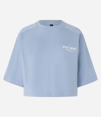 Camiseta Over Curta em Algodão com Lettering Frente e Costas