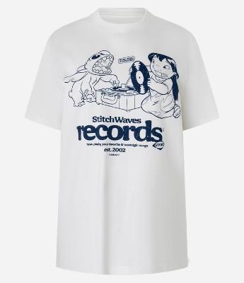 Camiseta T-Shirt em Algodão com Estampa Lilo & Stitich Records