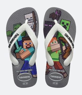 Chinelo Havaianas Infantil Estampa Minecraft - Tam 23 ao 36
