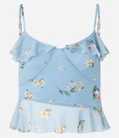 Blusa em Tule com Alça Fina e Estampa Floral Liberty com Babados - 1