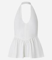 Top Peplum Frente Único Corsetado em Bengaline - 1