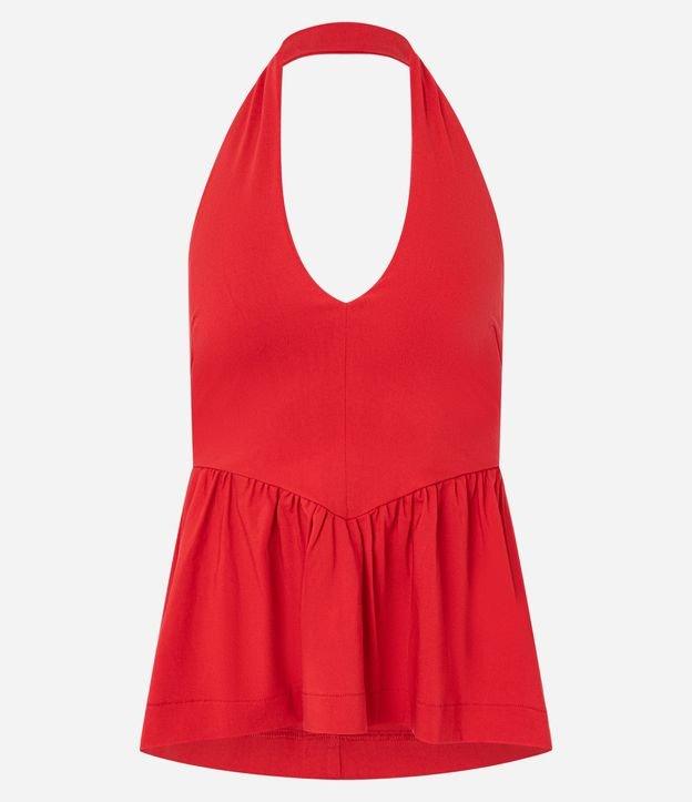 Top Peplum Frente Único Corsetado em Bengaline - 1