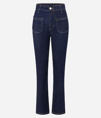 Calça Reta Cintura Média em Jeans