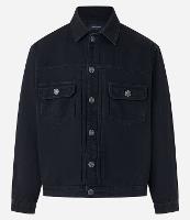 Jaqueta Trucker Jeans com Gola Colarinho Bolsos e Abotoamento - 1