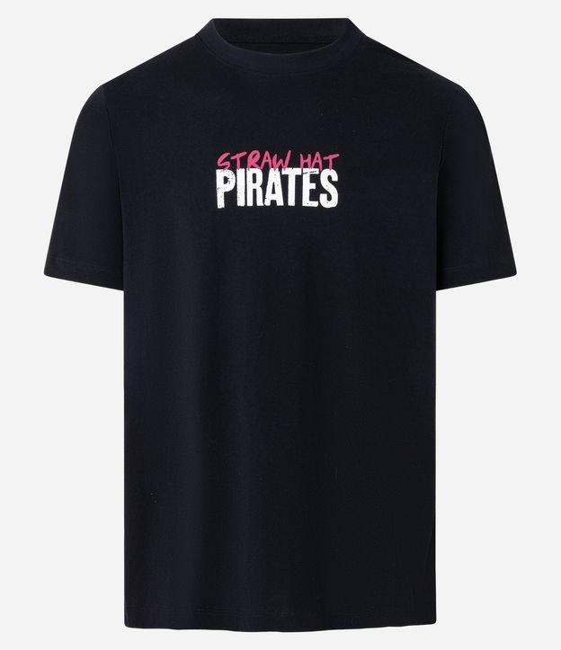 Camiseta Regular em Algodão com Estampa Lettering Straw Hat Pirates One Piece - 1