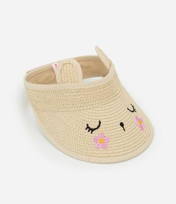 Viseira Infantil em Palha com Carinha - Tam Único