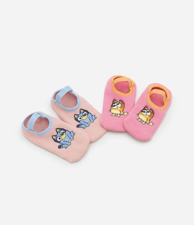 Kit 02 Meias Sapatilha Infantil com Estampa Bluey e Bingo - Tam 19 a 34 - 2