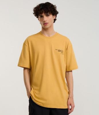 Camiseta Relaxed em Algodão com Estampa de Praia e Lettering Out Od Office