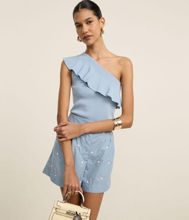 Blusa Ombro Só em Tricô com Babados - 1