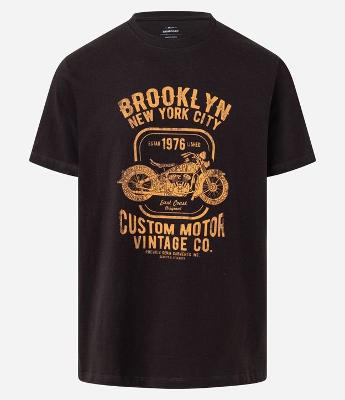 Camiseta Comfort em Algodão com Estampa de Moto e Lettering Brooklyn