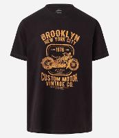 Camiseta Comfort em Algodão com Estampa de Moto e Lettering Brooklyn - 1