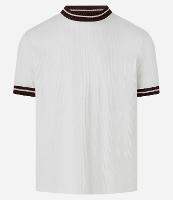 Camiseta em Algodão com Viés em Ribana Contrastante e Textura Vertical - 1