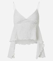 Blusa Curta Texturizada com Alças Finas e Pontas - 1