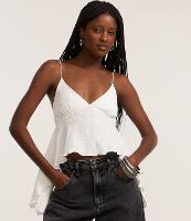 Blusa Curta Texturizada com Alças Finas e Pontas - 2